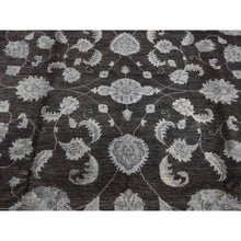 Load image into Gallery viewer, 9&#39;x12&#39; Black Overdyed Afghan Peshawar with All Over Design, Hand Knotted Pure Wool, Oriental Rug FWR483960