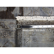 Load image into Gallery viewer, 9&#39;x12&#39; Black Overdyed Afghan Peshawar With All Over Design, Hand Knotted Pure Wool, Oriental Rug FWR483960