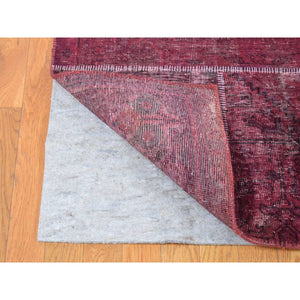 9'1"x12'10" Vermilion Red, Vintage Overdyed Persian Patchwork Design, Handmade Hand Knotted Pure Wool, Oriental Rug FWR483972