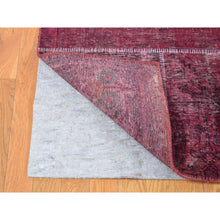 Load image into Gallery viewer, 9&#39;1&quot;x12&#39;10&quot; Vermilion Red, Vintage Overdyed Persian Patchwork Design, Handmade Hand Knotted Pure Wool, Oriental Rug FWR483972