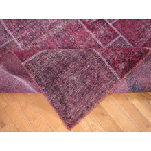 Load image into Gallery viewer, 9&#39;1&quot;x12&#39;10&quot; Vermilion Red, Vintage Overdyed Persian Patchwork Design, Handmade Hand Knotted Pure Wool, Oriental Rug FWR483972