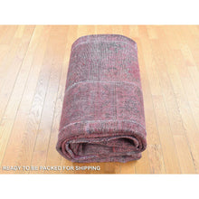 Load image into Gallery viewer, 9&#39;1&quot;x12&#39;10&quot; Vermilion Red, Vintage Overdyed Persian Patchwork Design, Handmade Hand Knotted Pure Wool, Oriental Rug FWR483972