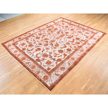 Load image into Gallery viewer, 8&#39;1&quot;x10&#39;9&quot; Vivid Orange, Overdyed Vintage Persian Tabriz Barjasta Design, Soft Wool Hand Knotted, Oriental Rug FWR483990