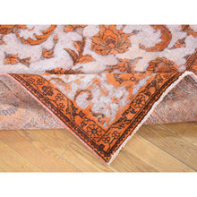 Load image into Gallery viewer, 8&#39;1&quot;x10&#39;9&quot; Vivid Orange, Overdyed Vintage Persian Tabriz Barjasta Design, Soft Wool Hand Knotted, Oriental Rug FWR483990