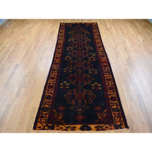 Load image into Gallery viewer, 5&#39;1&quot;x13&#39;3&quot; Overdyed Midnight Blue, Vintage Persian Bakhtiari, Hand Knotted Pure Wool, Wide Runner Oriental Rug FWR484008
