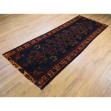 Load image into Gallery viewer, 5&#39;1&quot;x13&#39;3&quot; Overdyed Midnight Blue, Vintage Persian Bakhtiari, Hand Knotted Pure Wool, Wide Runner Oriental Rug FWR484008