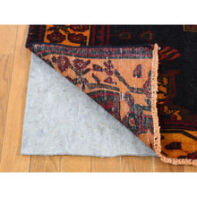 Load image into Gallery viewer, 5&#39;1&quot;x13&#39;3&quot; Overdyed Midnight Blue, Vintage Persian Bakhtiari, Hand Knotted Pure Wool, Wide Runner Oriental Rug FWR484008