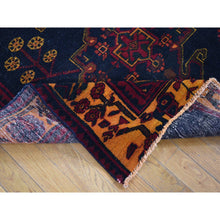 Load image into Gallery viewer, 5&#39;1&quot;x13&#39;3&quot; Overdyed Midnight Blue, Vintage Persian Bakhtiari, Hand Knotted Pure Wool, Wide Runner Oriental Rug FWR484008