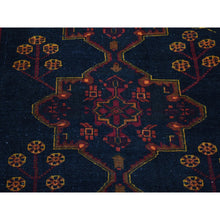 Load image into Gallery viewer, 5&#39;1&quot;x13&#39;3&quot; Overdyed Midnight Blue, Vintage Persian Bakhtiari, Hand Knotted Pure Wool, Wide Runner Oriental Rug FWR484008
