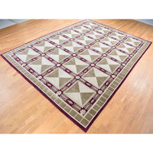 Load image into Gallery viewer, 10&#39;x13&#39;9&quot; Ivory, Hand Knotted, Modern Nepali Neo Classic Block Design, Pure Wool, Oriental Rug FWR484032