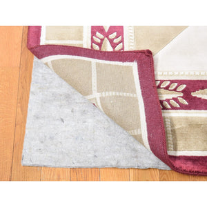 10'x13'9" Ivory, Hand Knotted, Modern Nepali Neo Classic Block Design, Pure Wool, Oriental Rug FWR484032