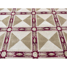 Load image into Gallery viewer, 10&#39;x13&#39;9&quot; Ivory, Hand Knotted, Modern Nepali Neo Classic Block Design, Pure Wool, Oriental Rug FWR484032