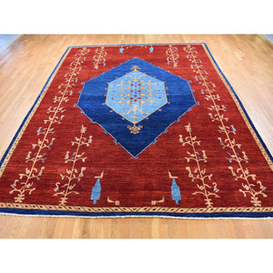 10'3"x14' Barn Red, Antiqued Bijar Open Field Design, Natural Dyes, Soft Wool Hand Knotted, Oriental Rug FWR484038