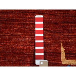 10'3"x14' Barn Red, Antiqued Bijar Open Field Design, Natural Dyes, Soft Wool Hand Knotted, Oriental Rug FWR484038