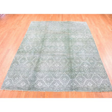Load image into Gallery viewer, 8&#39;x10&#39;1&quot; Green Overdyed, Tone On Tone, Wool And Silk Hand Knotted, Oriental Rug FWR484062