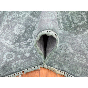 8'x10'1" Green Overdyed, Tone On Tone, Wool And Silk Hand Knotted, Oriental Rug FWR484062