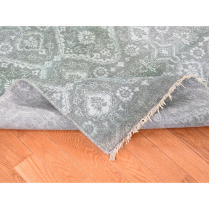 8'x10'1" Green Overdyed, Tone On Tone, Wool And Silk Hand Knotted, Oriental Rug FWR484062