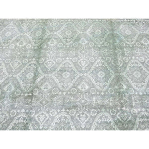 8'x10'1" Green Overdyed, Tone On Tone, Wool And Silk Hand Knotted, Oriental Rug FWR484062