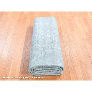8'x10'1" Green Overdyed, Tone On Tone, Wool And Silk Hand Knotted, Oriental Rug FWR484062