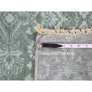 8'x10'1" Green Overdyed, Tone On Tone, Wool And Silk Hand Knotted, Oriental Rug FWR484062