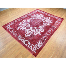 Load image into Gallery viewer, 8&#39;2&quot;x11&#39;1&quot; Crimson Red, Overdyed Vintage Persian Tabriz Barjasta Design, Pure Wool Hand Knotted, Oriental Rug FWR484068