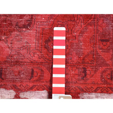 Load image into Gallery viewer, 8&#39;2&quot;x11&#39;1&quot; Crimson Red, Overdyed Vintage Persian Tabriz Barjasta Design, Pure Wool Hand Knotted, Oriental Rug FWR484068