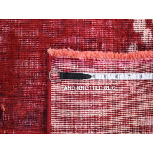 Load image into Gallery viewer, 8&#39;2&quot;x11&#39;1&quot; Crimson Red, Overdyed Vintage Persian Tabriz Barjasta Design, Pure Wool Hand Knotted, Oriental Rug FWR484068