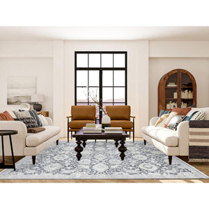 8'x10'2" Arsenic Gray, Oushak Design, Silk With Textured Wool Hand Knotted, Oriental Rug FWR484092