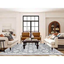 Load image into Gallery viewer, 8&#39;x10&#39;2&quot; Arsenic Gray, Oushak Design, Silk With Textured Wool Hand Knotted, Oriental Rug FWR484092