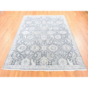 8'x10'2" Arsenic Gray, Oushak Design, Silk With Textured Wool Hand Knotted, Oriental Rug FWR484092