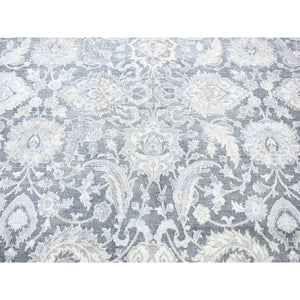 8'x10'2" Arsenic Gray, Oushak Design, Silk With Textured Wool Hand Knotted, Oriental Rug FWR484092