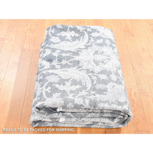8'x10'2" Arsenic Gray, Oushak Design, Silk With Textured Wool Hand Knotted, Oriental Rug FWR484092