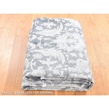 Load image into Gallery viewer, 8&#39;x10&#39;2&quot; Arsenic Gray, Oushak Design, Silk With Textured Wool Hand Knotted, Oriental Rug FWR484092