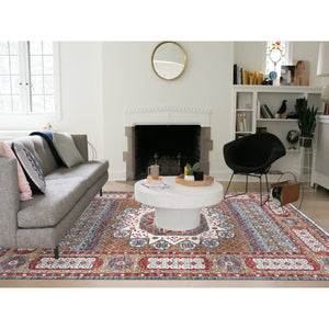 10'2"x14'2" Gold, Mamluk Design Vegetable Dyes, Hand Spun New Zealand Wool Hand Knotted, Oriental Rug FWR484110