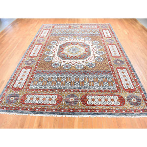 10'2"x14'2" Gold, Mamluk Design Vegetable Dyes, Hand Spun New Zealand Wool Hand Knotted, Oriental Rug FWR484110