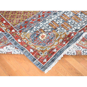 10'2"x14'2" Gold, Mamluk Design Vegetable Dyes, Hand Spun New Zealand Wool Hand Knotted, Oriental Rug FWR484110