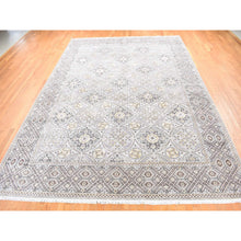 Load image into Gallery viewer, 10&#39;1&quot;x14&#39;2&quot; Ivory, Mughal Inspired Medallions Design, Silk And Textured Wool Hand Knotted, Oriental Rug FWR484116