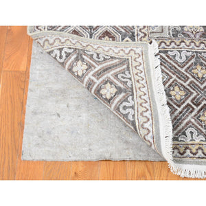 10'1"x14'2" Ivory, Mughal Inspired Medallions Design, Silk And Textured Wool Hand Knotted, Oriental Rug FWR484116
