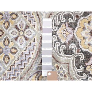 10'1"x14'2" Ivory, Mughal Inspired Medallions Design, Silk And Textured Wool Hand Knotted, Oriental Rug FWR484116