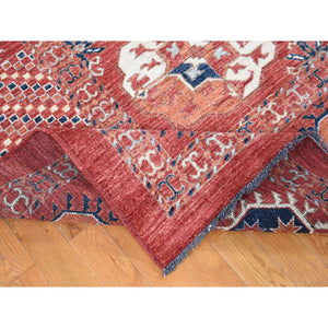 9'10"x14' Rust Red, Afghan Ersari Tekke Bokhara, Pure Wool Hand Knotted, Oriental Rug FWR484122