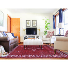 Load image into Gallery viewer, 8&#39;7&quot;x10&#39;8&quot; Red Overdyed, Pure Wool Persian Tabriz, Hi-low Hand Knotted, Oriental Rug FWR484170