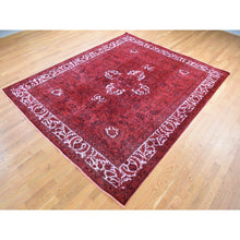 Load image into Gallery viewer, 8&#39;7&quot;x10&#39;8&quot; Red Overdyed, Pure Wool Persian Tabriz, Hi-low Hand Knotted, Oriental Rug FWR484170