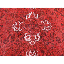 Load image into Gallery viewer, 8&#39;7&quot;x10&#39;8&quot; Red Overdyed, Pure Wool Persian Tabriz, Hi-low Hand Knotted, Oriental Rug FWR484170