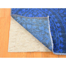 Load image into Gallery viewer, 8&#39;x10&#39; Saturated Blue, Hand Knotted Soft Wool, Overdyed With Large Mughal Design, Oriental Rug FWR484176