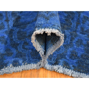 8'x10' Saturated Blue, Hand Knotted Soft Wool, Overdyed With Large Mughal Design, Oriental Rug FWR484176