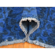 Load image into Gallery viewer, 8&#39;x10&#39; Saturated Blue, Hand Knotted Soft Wool, Overdyed With Large Mughal Design, Oriental Rug FWR484176