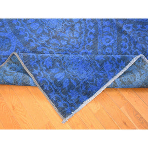 8'x10' Saturated Blue, Hand Knotted Soft Wool, Overdyed With Large Mughal Design, Oriental Rug FWR484176