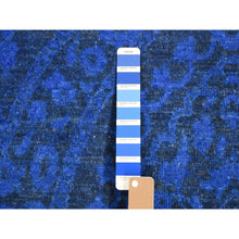 Load image into Gallery viewer, 8&#39;x10&#39; Saturated Blue, Hand Knotted Soft Wool, Overdyed With Large Mughal Design, Oriental Rug FWR484176