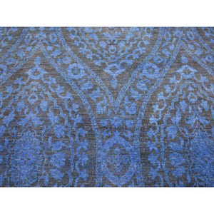 8'x10' Saturated Blue, Hand Knotted Soft Wool, Overdyed With Large Mughal Design, Oriental Rug FWR484176