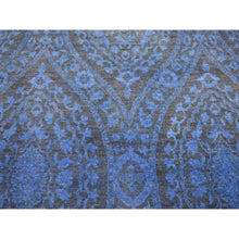 Load image into Gallery viewer, 8&#39;x10&#39; Saturated Blue, Hand Knotted Soft Wool, Overdyed With Large Mughal Design, Oriental Rug FWR484176